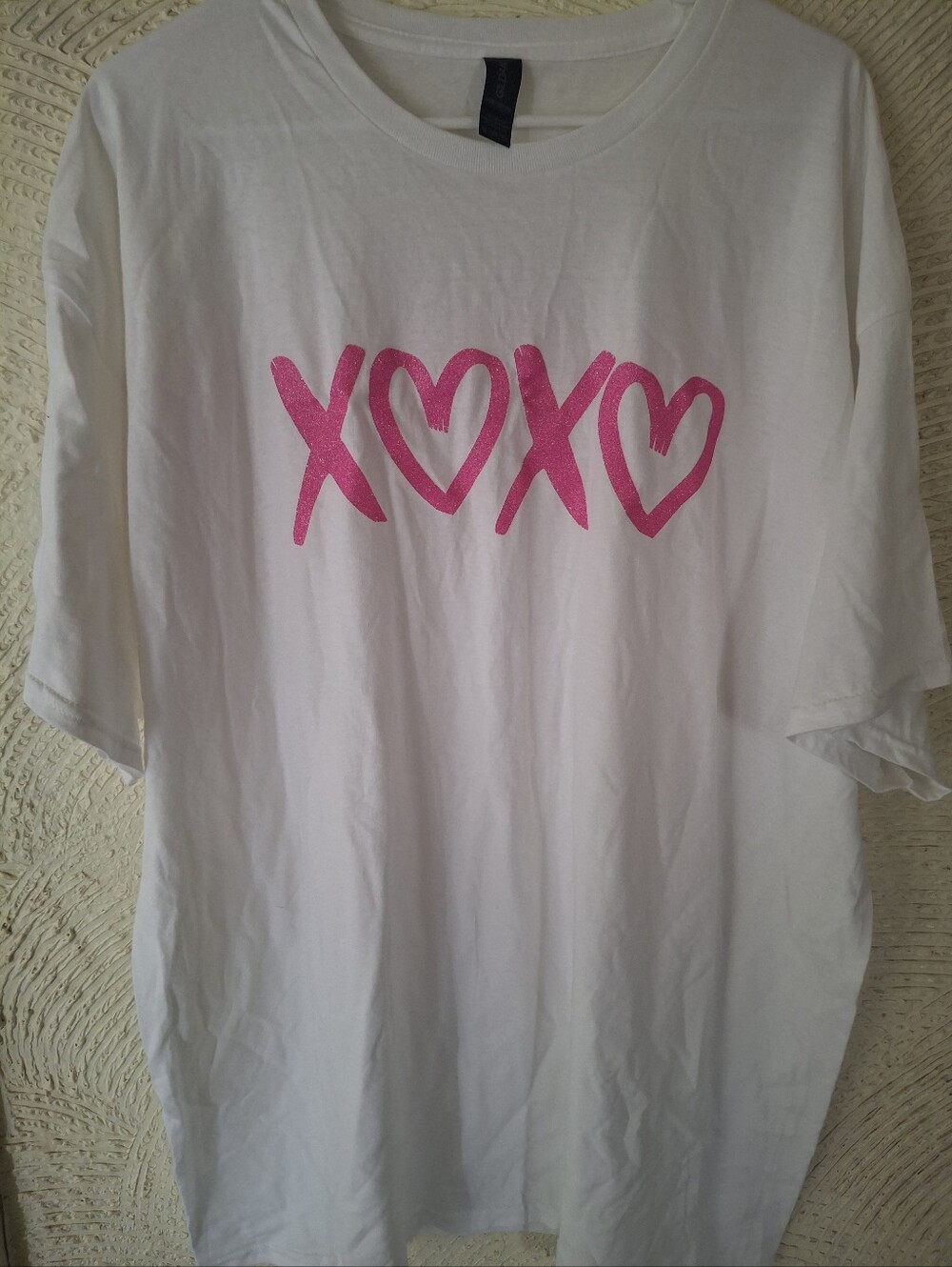Women's White T-Shirt with Pink XOXO Hearts